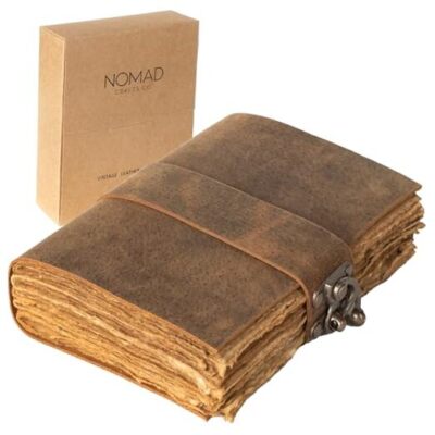  Vintage Leather Journal with Gift Box - Old Leather Bound 6 Inches x 4 inches-image