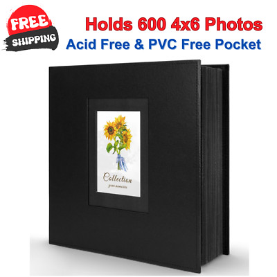 Photo Album 4x6 600 Photos, Leather Cover Extra Large Capacity Holds 600 Horizon-image