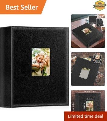 Elegant Leather Photo Album 4x6 400 Pockets - Perfect for Dads & Special Moments-image