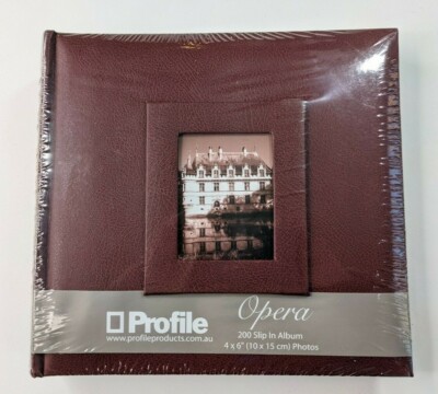 Photo Album, 200 photos 4x6 Slip in Burgundy NEW Profile Au Opera Book-image