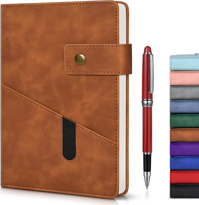 Brown A5 Lined Leather Journal Notebook for Men Women,5.9 X 8.4