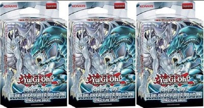 YuGiOh x3 Structure Deck: Saga of Blue-Eyes White Dragon Unlimited NEW Set-image
