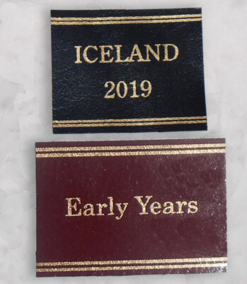 Leather book/album Labels - custom gold on leather - any design or font-image