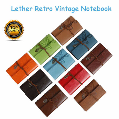 Classic Leather Cover Notebook Vintage Blank Journal Retro Writing Diary Bound-image