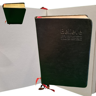 Retro Vintage Black Genuine Leather Gold Edged Travel Journal Diary Blank Pages-image