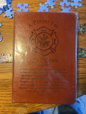 A PRAYER FOR FIREFIGHTERS GIFT JOURNAL Red leather bound blank journal book gift-image