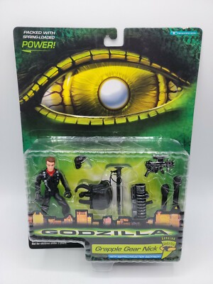 Vintage Godzilla Grapple Gear Nick Action Figure Set 1998 Sealed-image