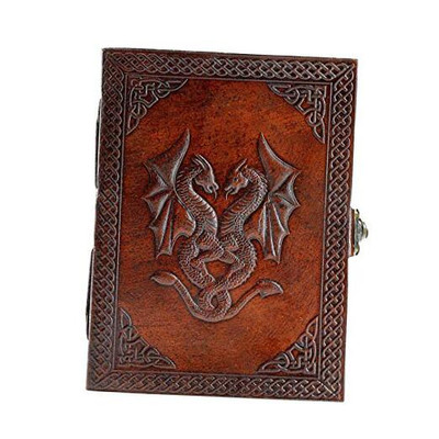 Handmade Leather Double Dragon Journal/Writing Notebook Diary/Bound Daily -image