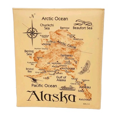 ALASKA Photo Album Beige Faux Leather Holds 200 (4x6) Photos Maps Travel A.C.E-image