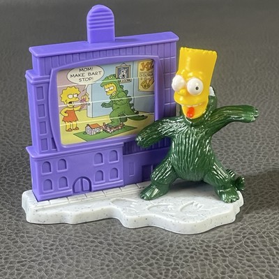 Bart Simpson Figure Godzilla Costume Burger King 2002 Bartzilla Flip Screen-image