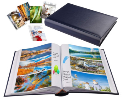 Photo Album 4x6 402 Pockets/Leather Cover Photo Book Memo Slip-in Picture Albums-image
