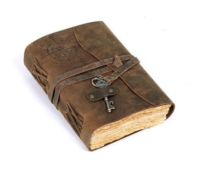  C Compass Vintage Leather Journal - Antique Handmade Leather Bound journal -image