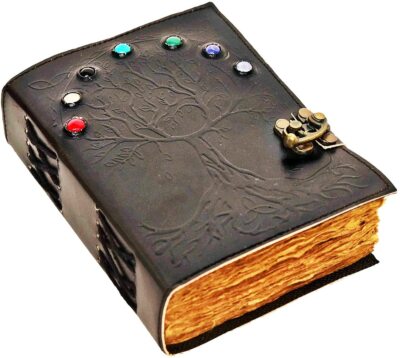 Vintage Leather Journal Tree of Life - Leather Bound Journal - Book of Shadows-image