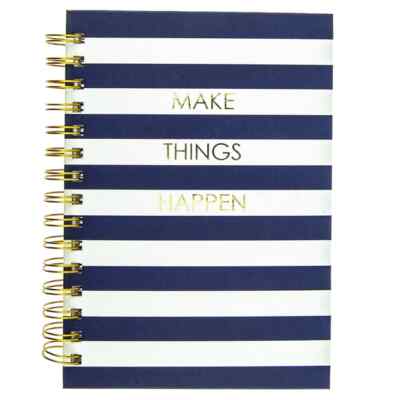 Graphique Navy Stripe 6 x 8 Spiral Hard Cover Journal w-image