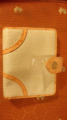 Pre-owned Elaine Turner Photo Album. Pink Ostrich leather. Woven cover. -image