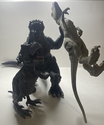 Playmates Toys Godzilla (2004) TOHO 11-12” Action Figure 2020 Toy w/ 2 Dinosaurs-image