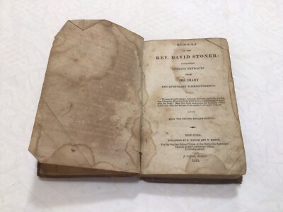 Memoirs of the Rev. David Stoner  From His Diary 2nd Edition 1833 - Rare Book-image