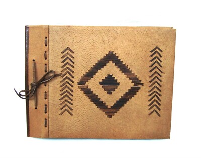 Vintage leather photo album Handmade of high quality leather-image