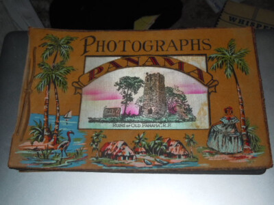 Antique Leather Bound Souvenir Photo Album Of Panama Ruins of Old Panama.  NOS!-image