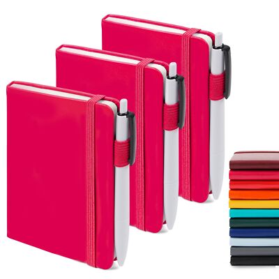 3 Pack Pocket Notebook Leather Hard Cover Journal Mini Notepad with 3 Pens-image