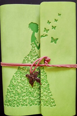 BEAUTIFUL BUTTERFLY Green Spiral Bound Notebook Journal With Refill Pack NEW! -image