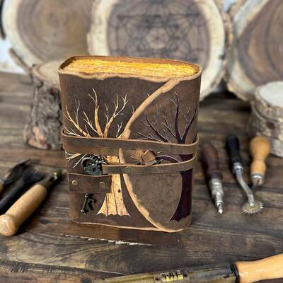 Grimoire leather journal grimoire journal leather bound journal dnd notebook-image