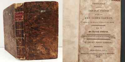 1812 antique SERMONS Rev JAMES SAURIN bible bad education disgust with life-image