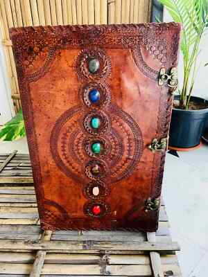 New Handmade World Leather Journal Writing Notebook Bound Notepad 22X14 inch-image