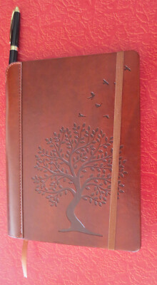 Brown Lined Journal Notebook with Pen，A5 Leather Bound Journal--Free Shipping-image