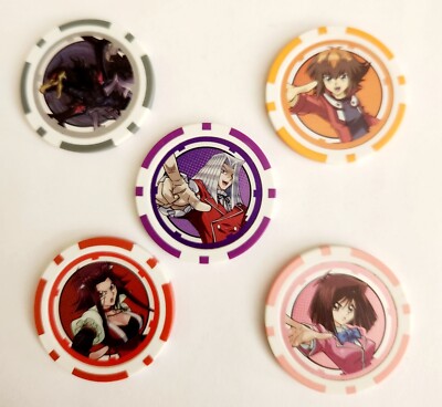 Lot of 5 Poker Chip sYu-Gi-Oh! Duel Links Prize Collectible Tokens-image