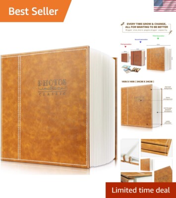 Stylish Faux Leather Magnetic Photo Album - Perfect for Life's Special Moments-image