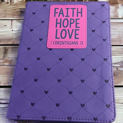 Journal Lux-Leather Faith Hope Love Purple 1 Cor 13 Hardcover 2016 160pg-image