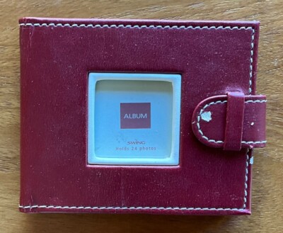 Swing Photo Album 3 1/2 x 4” In Burgundy Holds 24 photos Unused But Imperfect-image