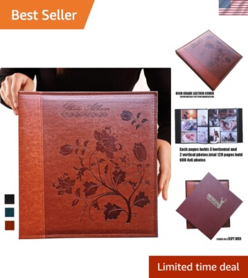4x6 Photo Album 600 Pockets, Extra Large Capacity Picture Album with Vintage ...-image