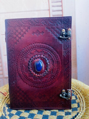 Refined Leather Goat Handmade Leather Journal beautiful Stone-image
