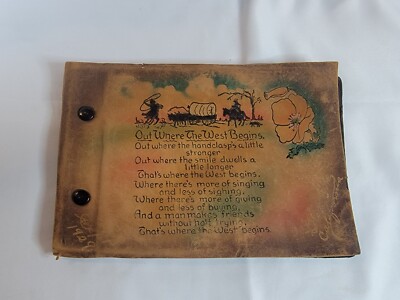Vintage 1929 Glendale California Leather Snapshot Photo Book Souvenir Album-image
