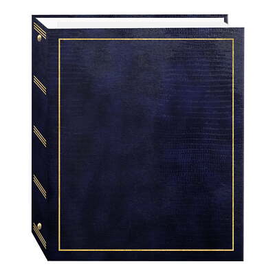 Pioneer 100 Magnetic Page 3-Ring Photo Album, Navy Blue,Leatherette,New-image