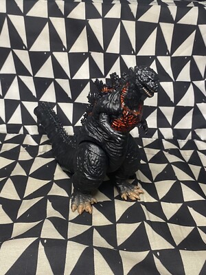GODZILLA Figure Black w/Red Spikes & Blood Posable - Missing Part Of Tail-image
