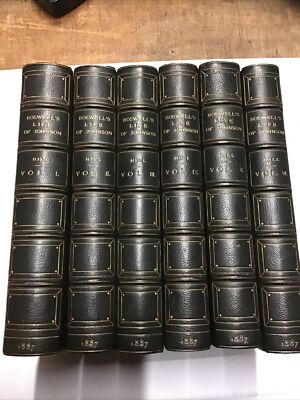 1887 Hill. Boswell's Life of Johnson (6 Volumes, Leather Gilt Illustrations, Map-image