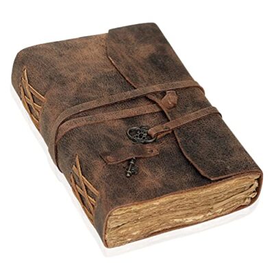 Vintage Leather Journal Antique Handmade Leather Bound Journal With Deckle Edge -image