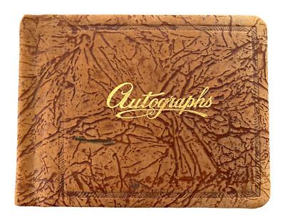 VTG Autographs Book Peerless Textured Brown Leather Signatures & Poems 1927 GUC-image