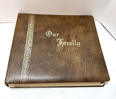Our Family Gilded Genuine Cowhide Bound Custom Photo Album-image