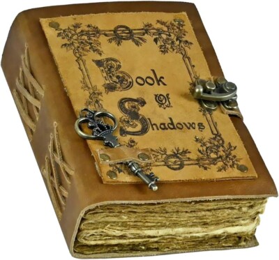 Book of Shadows Vintage Leather Journal Antique Key Handmade Leather Bound Journ-image
