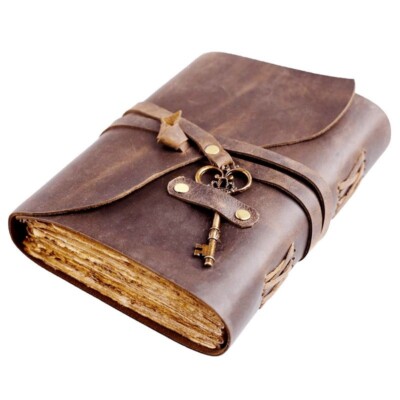 Antique Handmade Leather Bound Journal with Deckle Edge Paper for Men(Bulk3Sets)-image