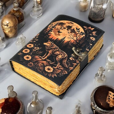 400page Fox Leather Journal Gothic Notebook Fox Grimoire Print-image