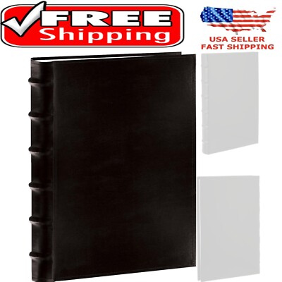 Black Bonded Leather Photo Album - Holds 300 Memorable Moments with Memo Space-image