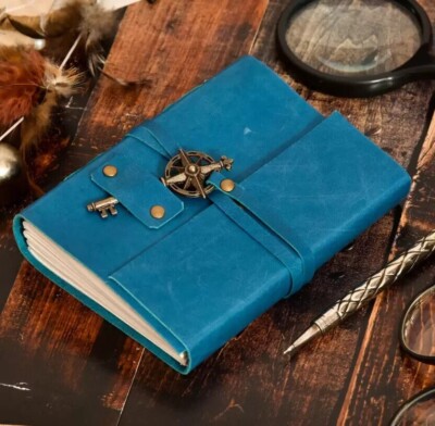 Vintage Genuine Leather Journal Recycled Paper Handmade Leather bound Journal-image