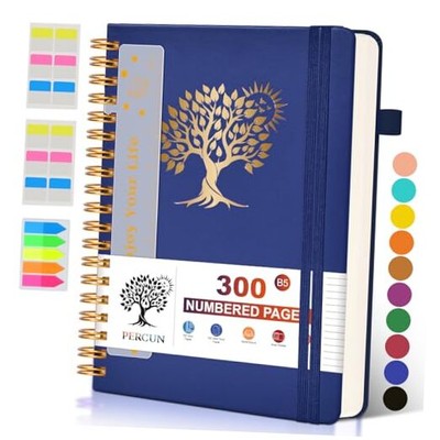 Large Spiral Notebook Journal for Women Men - 300 B5 size (7in x 10in) Navy-image