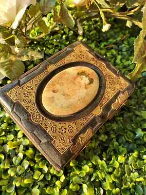 Antique Victorian 1860's Civil War Era Leather-Bound Photo Album w/ Book Clasps-image