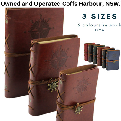 Vintage Retro Leather Bound Journal 80 page Note book Sketchbook Travel Diary-image